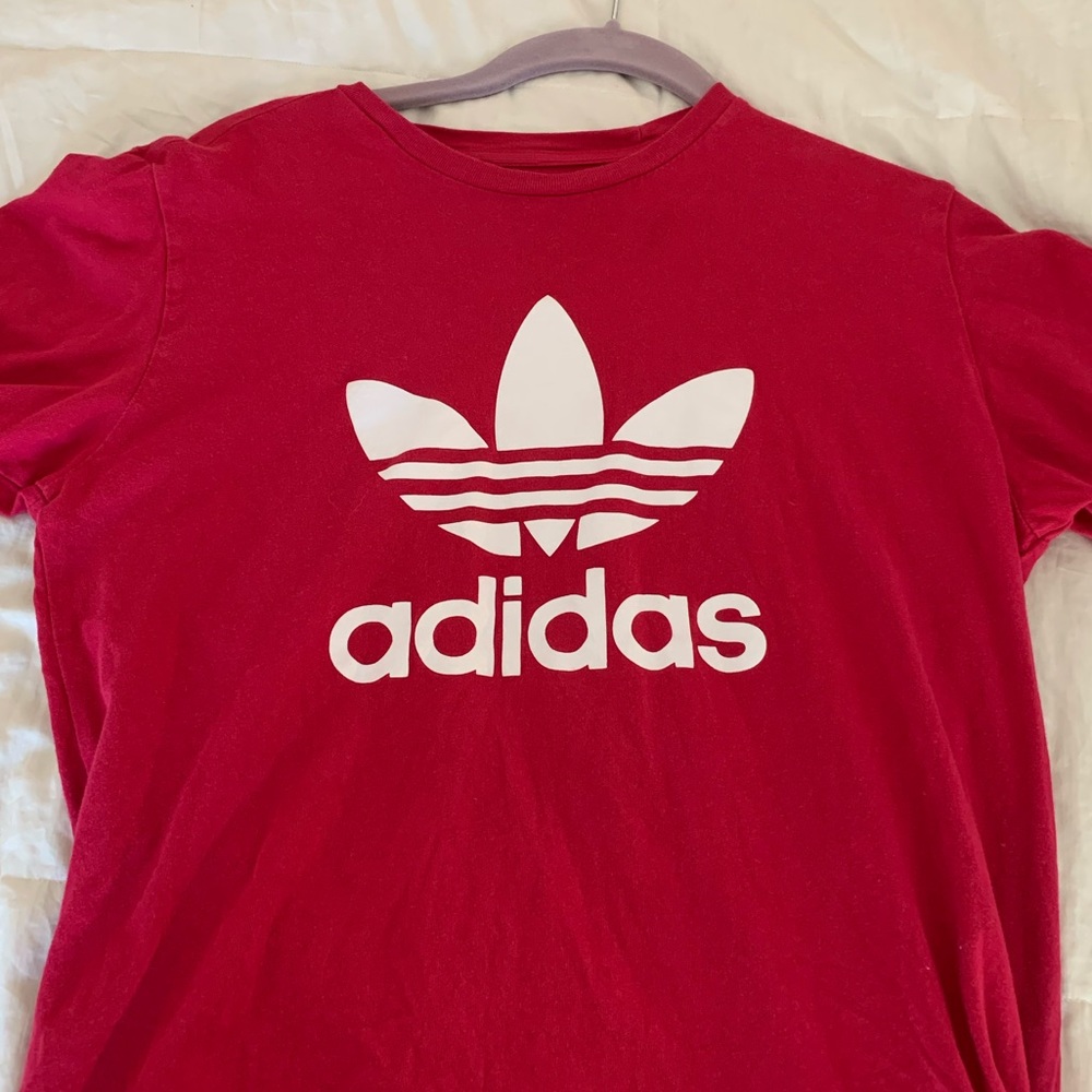 adidas crimson red treefoil logo tshirt